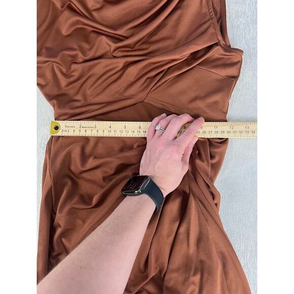 ASOS One Shoulder Draped Slinky Mini Dress in Chocolate size 2 NWT Love Island - Picture 12 of 14